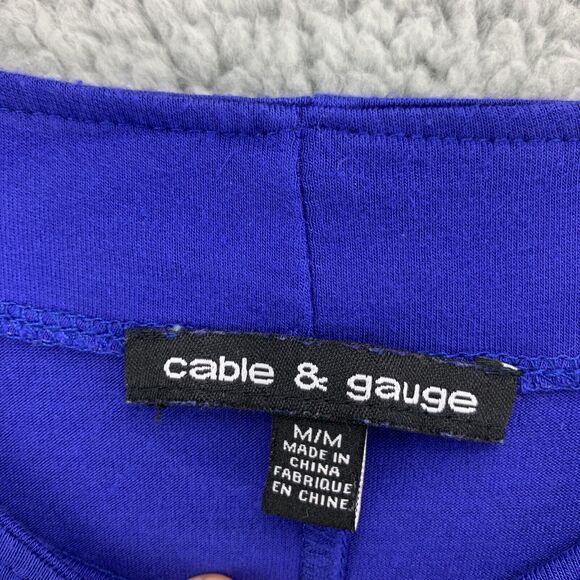 Cable & Gauge Womens Top Blouse Grommet 3/4 Sleeve Blue Purple Size Medium - Picture 5 of 10
